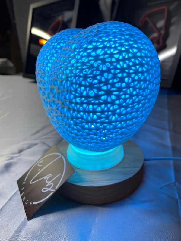 Lampada a cuore bianco seta – Base in legno LED RGB – Foto 3