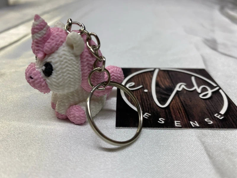 Unicorno – Portachiavi 3D rosa e bianco – Foto 2