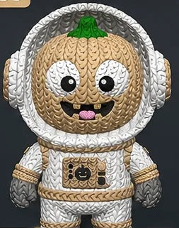 Pumpkinaut – Astronauta zucca – Effetto maglia – Bianco / Beige