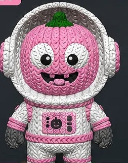 Pumpkinaut – Astronauta zucca – Effetto maglia – Bianco / Rosa