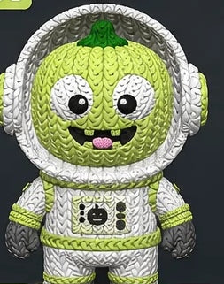 Pumpkinaut – Astronauta zucca – Effetto maglia – Bianco / Verde