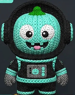 Pumpkinaut – Astronauta zucca – Effetto maglia – Nero / Verde menta