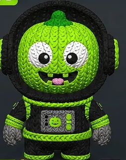 Pumpkinaut – Astronauta zucca – Effetto maglia – Nero / Verde
