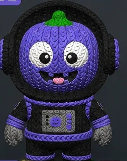 Pumpkinaut – Astronauta zucca – Effetto maglia – Nero / Viola